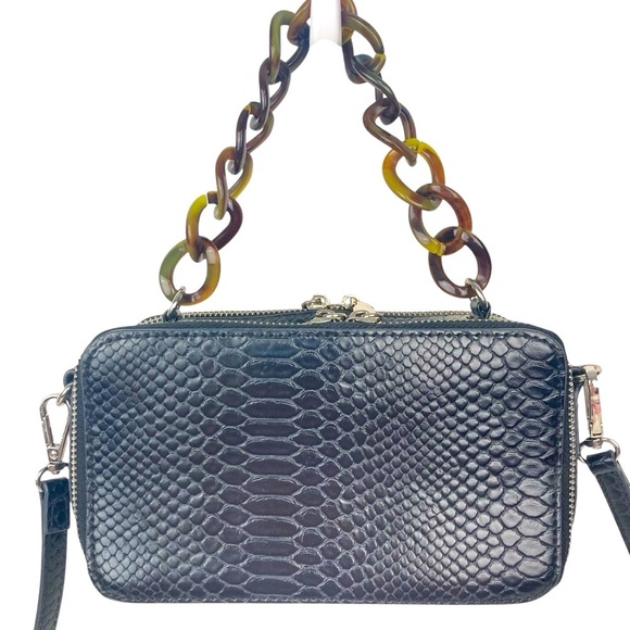 MELIE BIANCO Demi Snake Crossbody Bag with Acrylic Links Top Handle - Picture 3 of 14